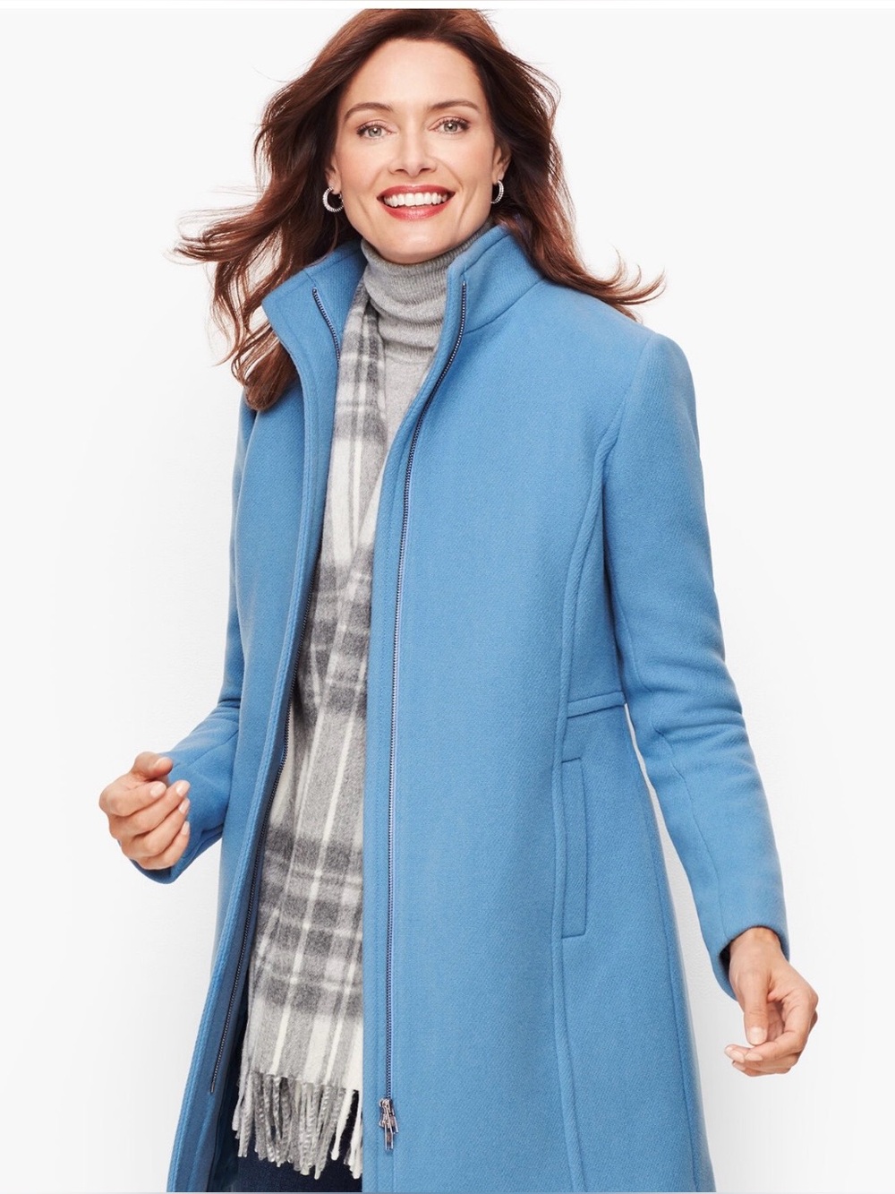 Talbot's Plus Petite Blue Wool Coat 16WP Stadium Coat Italian Fabric